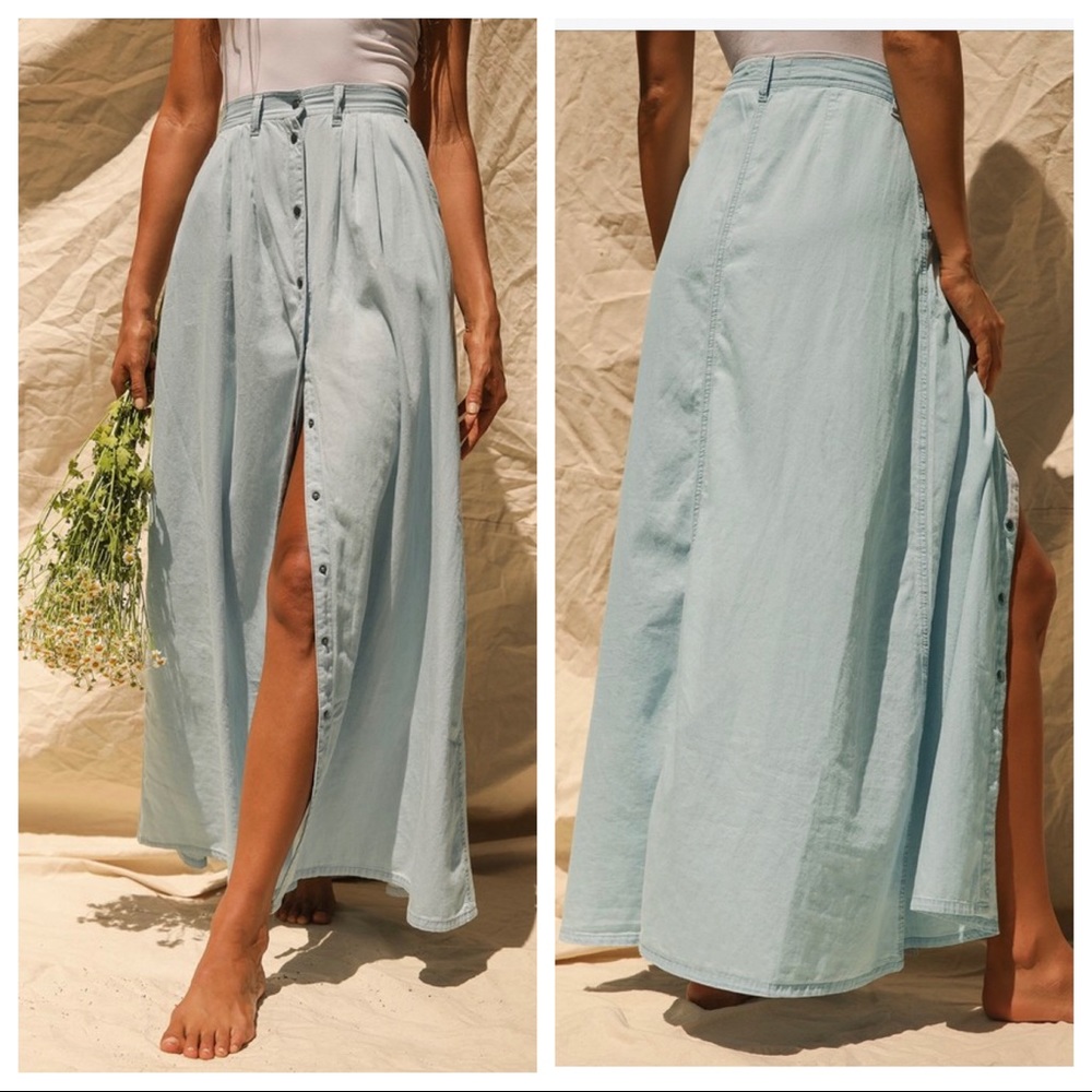 Pistola Baez Blue Chambray Maxi Skirt-NWOT